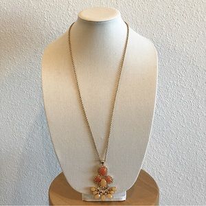 J. Crew Orange Rhinestone Pendant Necklace